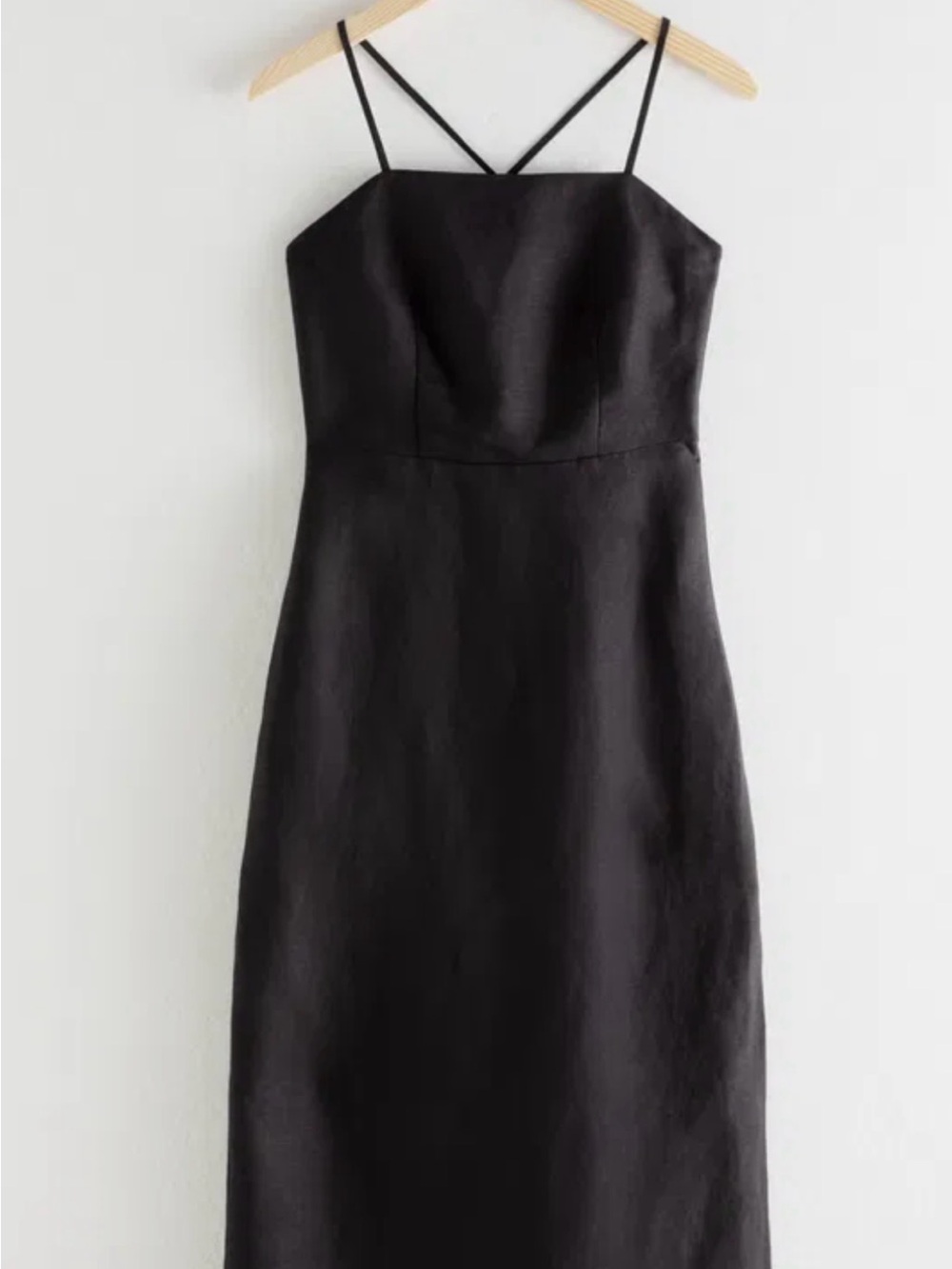 & Other Stories Criss Cross Linen Blend Midi Dress